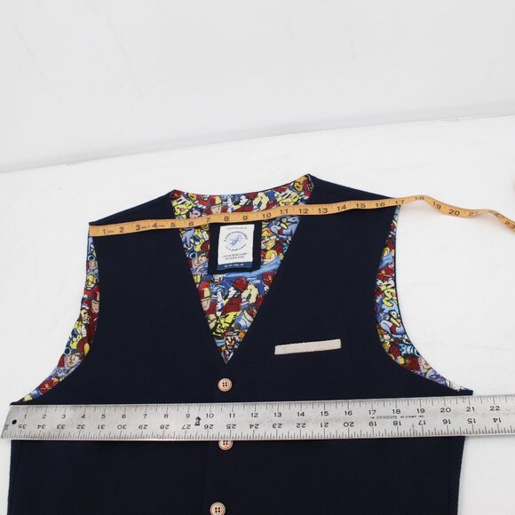 A Fish Named Fred Vest Men's 40 Got Hooked V Neck Button Up Waistcoat gilet blue - Picture 10 of 14